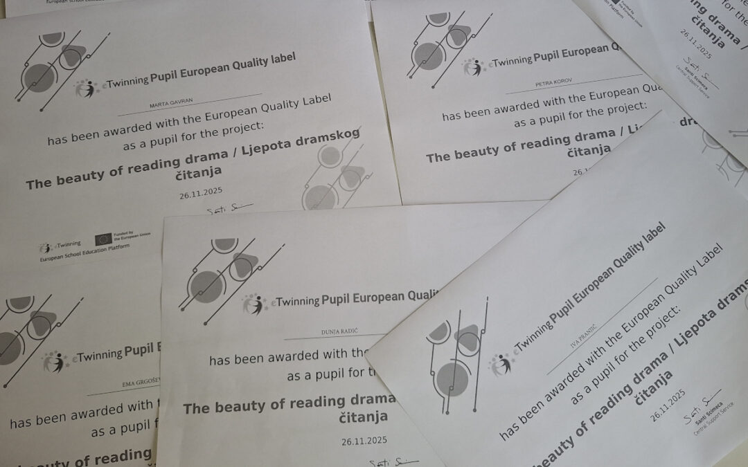 Europska oznaka kvalitete za eTwinning projekt „The Beauty of Reading Drama“